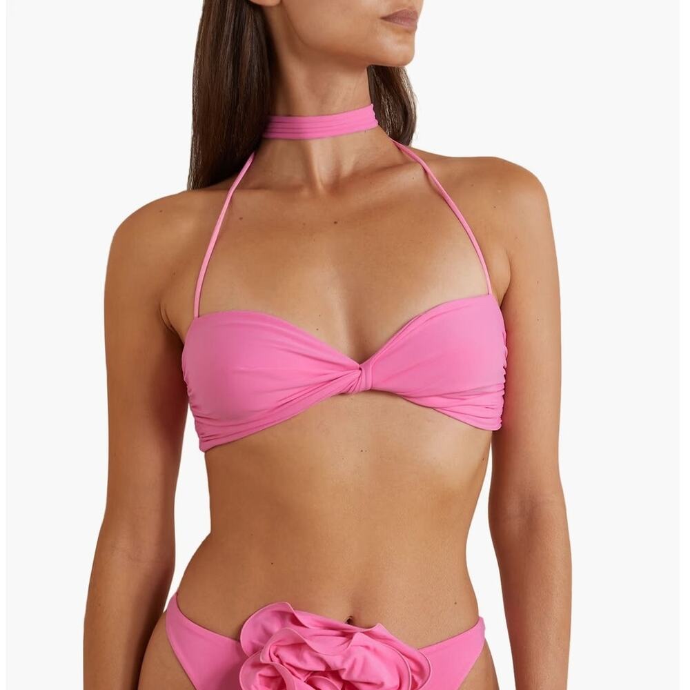 Magda Butrym Twist Front Halter Bikini Top Swimwear Beach Resort Barbiecore 6